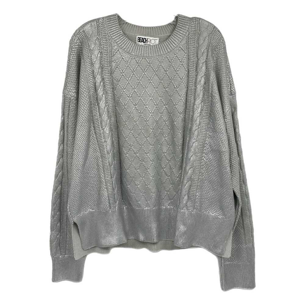 Beach Riot Silver Metallic Cable Knit Sweater | Women’s Size L